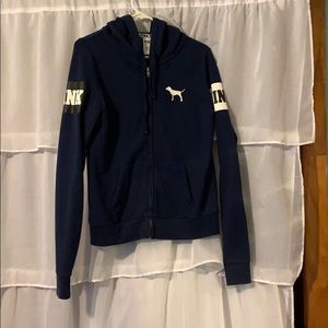VS Pink navy blue full zip sweatshirt